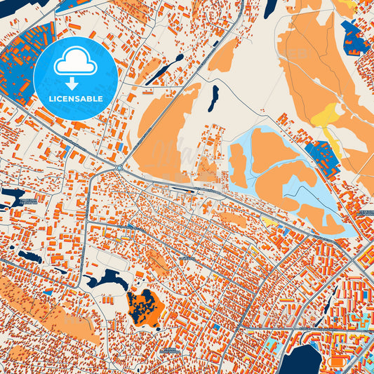 Colorful Yakutsk Street Map with Labels and Buildings