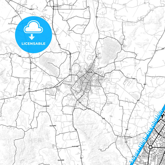 Yala, Thailand light map with streetnames, citynames and districts