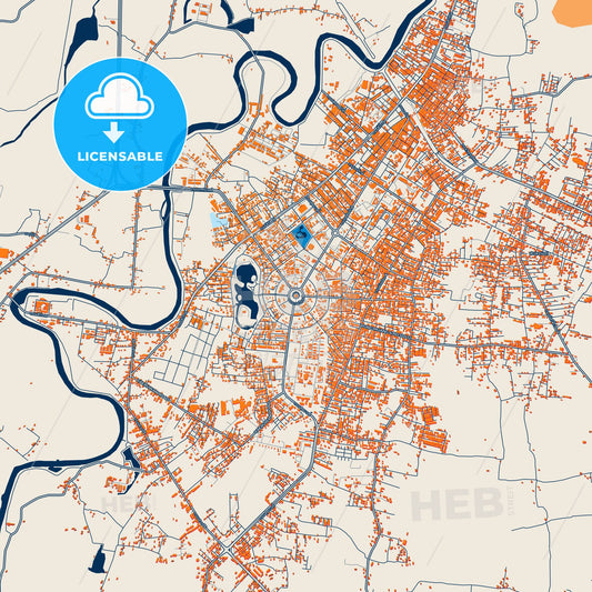 Colorful Yala Street Map with Labels and Buildings