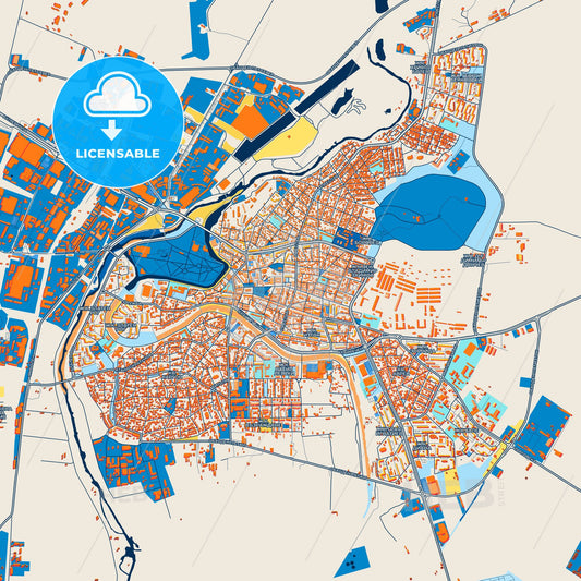 Colorful Yambol Street Map with Labels and Buildings