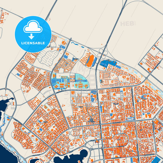 Colorful Yanbu Street Map with Labels and Buildings