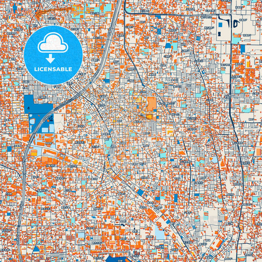Colorful Yao Street Map with Labels and Buildings