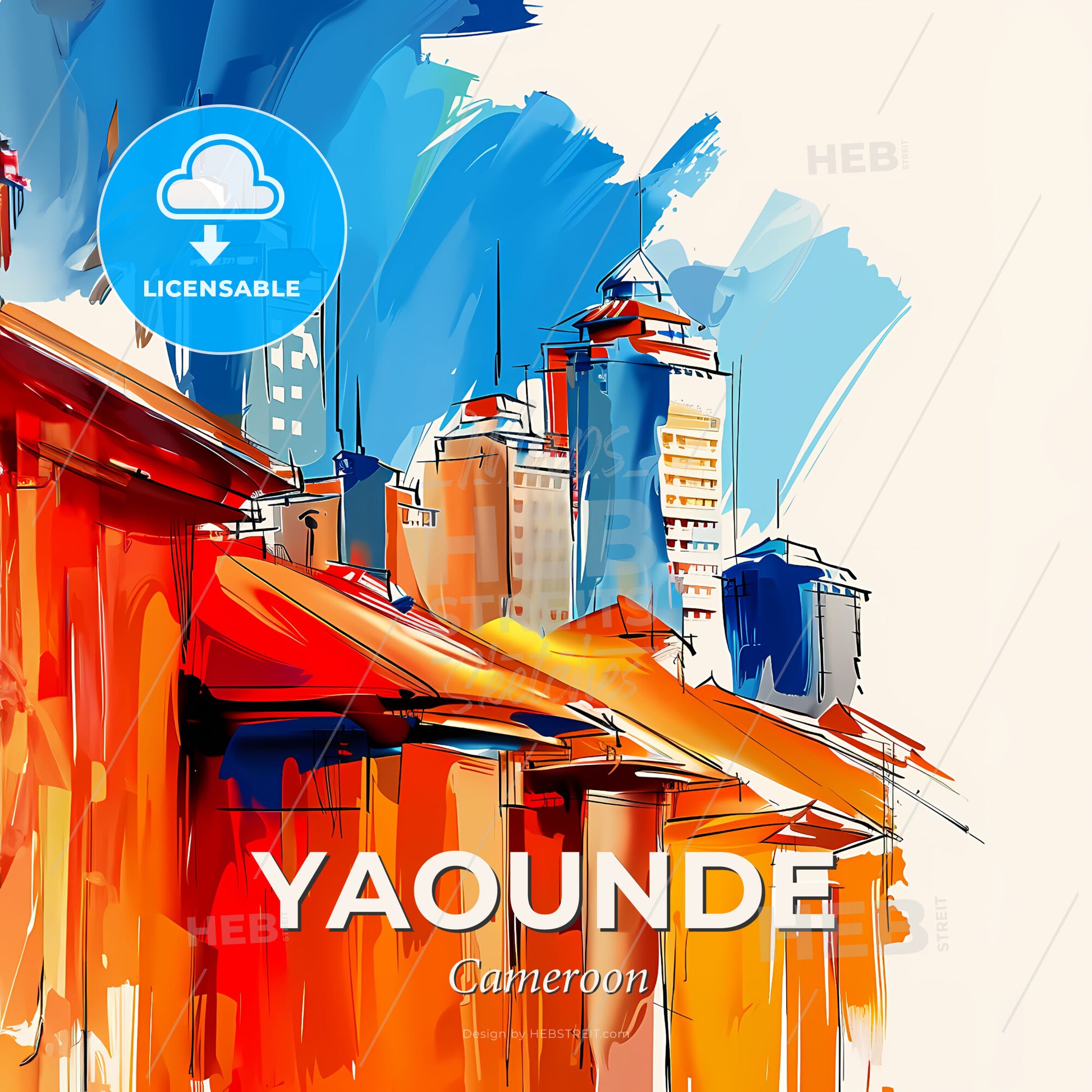 Vibrant Yaounde, Cameroon - A Painting Of A City - Square format print template