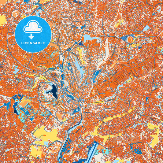 Colorful Yaounde Street Map with Labels and Buildings