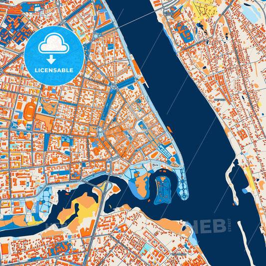 Colorful Yaroslavl Street Map with Labels and Buildings