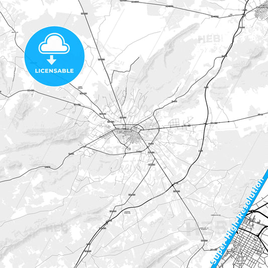 Yecla, Spain light map with streetnames, citynames and districts