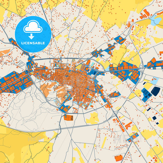 Colorful Yecla Street Map with Labels and Buildings