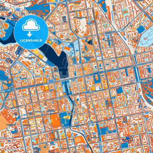 Colorful Yekaterinburg Street Map with Labels and Buildings