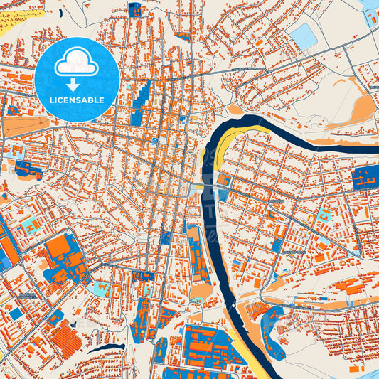 Colorful Yelets Street Map with Labels and Buildings