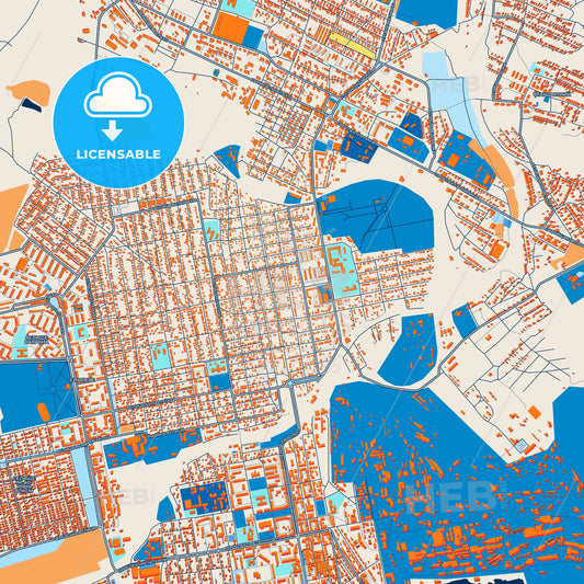 Colorful Yenakiieve Street Map with Labels and Buildings