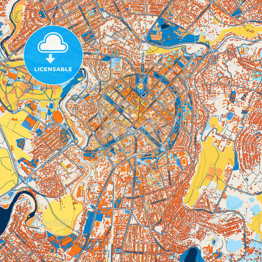 Colorful Yerevan Street Map with Labels and Buildings