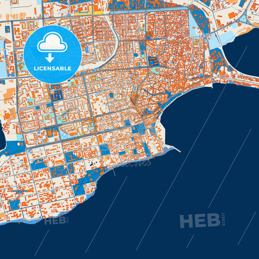 Colorful Yevpatoria Street Map with Labels and Buildings