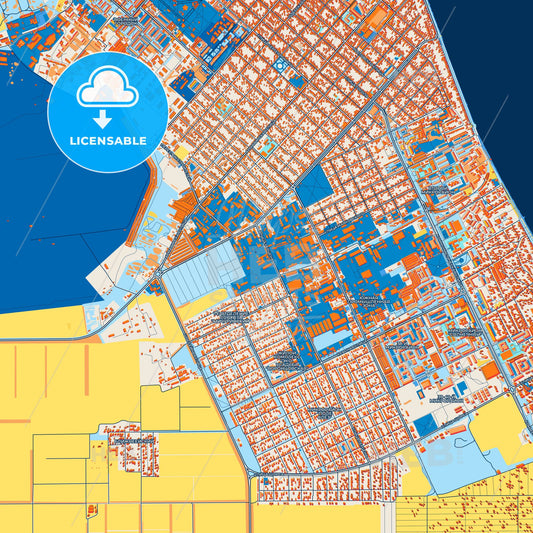 Colorful Yeysk Street Map with Labels and Buildings