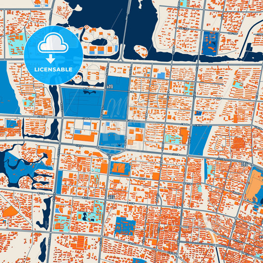 Colorful Yinchuan Street Map with Labels and Buildings
