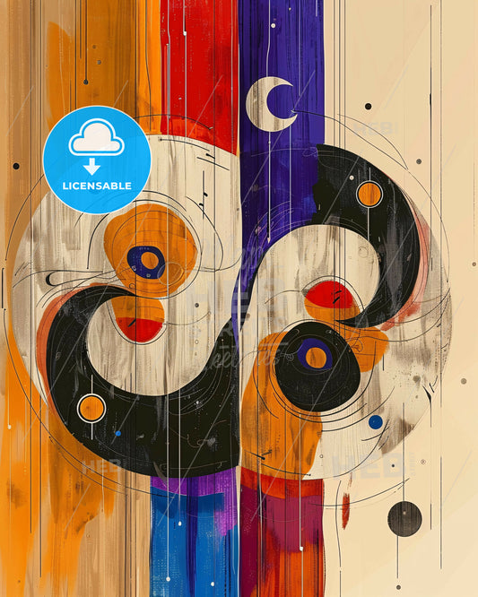 Tranquil Serenity in Ying and Yang - A colorful art piece with circles and dots