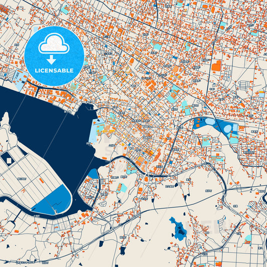 Colorful Yonago Street Map with Labels and Buildings