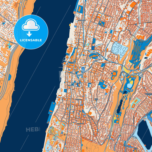 Colorful Yonkers Street Map with Labels and Buildings