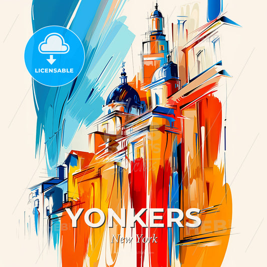 Vibrant Yonkers, New York - A Painting Of A Building - Square format print template