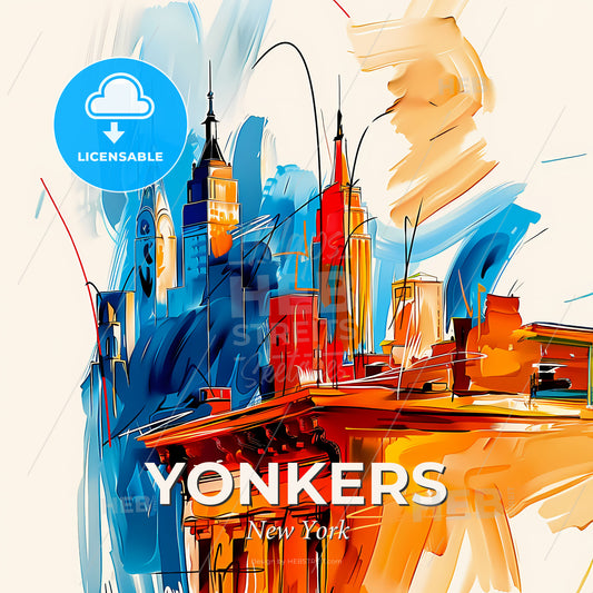 Vibrant Yonkers, New York - A Painting Of A City - Square format print template