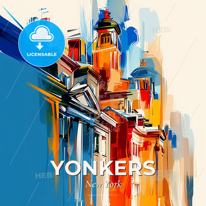 Vibrant Yonkers, New York - A Colorful Painting Of Buildings - Square format print template