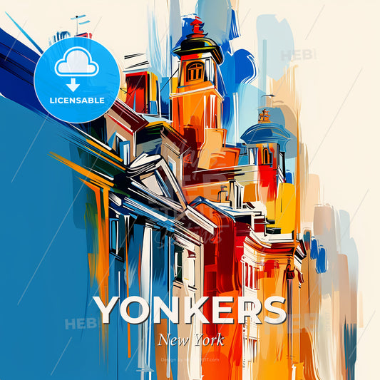 Vibrant Yonkers, New York - A Colorful Painting Of Buildings - Square format print template