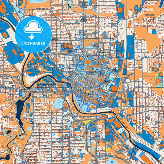 Colorful Youngstown Street Map with Labels and Buildings