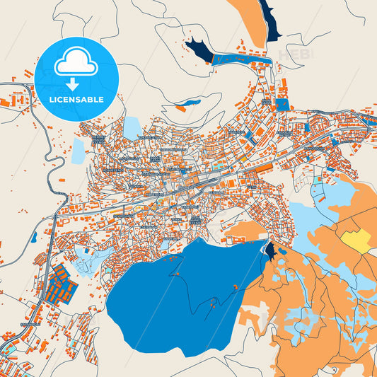 Colorful Yozgat Street Map with Labels and Buildings