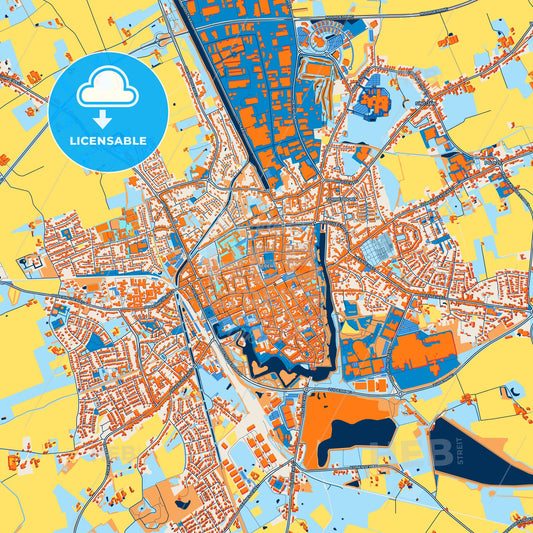 Colorful Ypres Street Map with Labels and Buildings