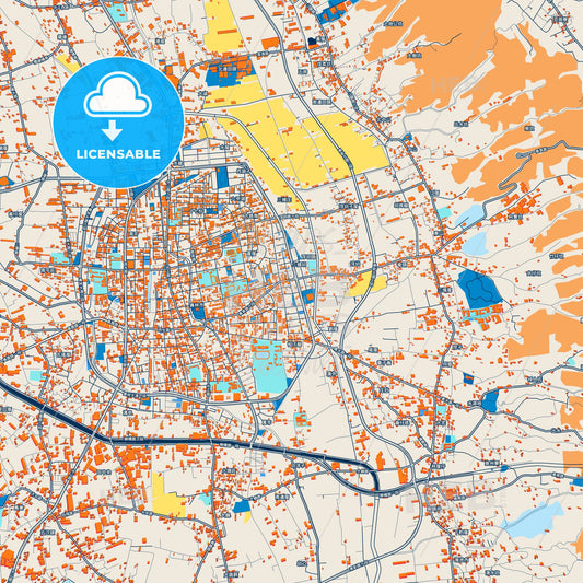 Colorful Yuanlin Street Map with Labels and Buildings