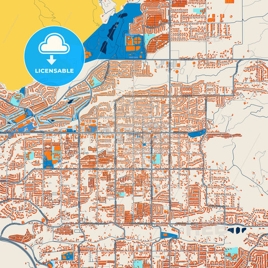 Colorful Yucaipa Street Map with Labels and Buildings