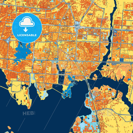 Colorful Yueyang Street Map with Labels and Buildings