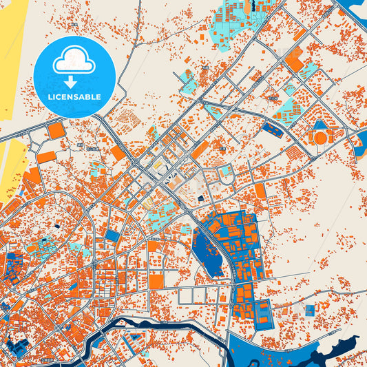 Colorful Yulin Street Map with Labels and Buildings