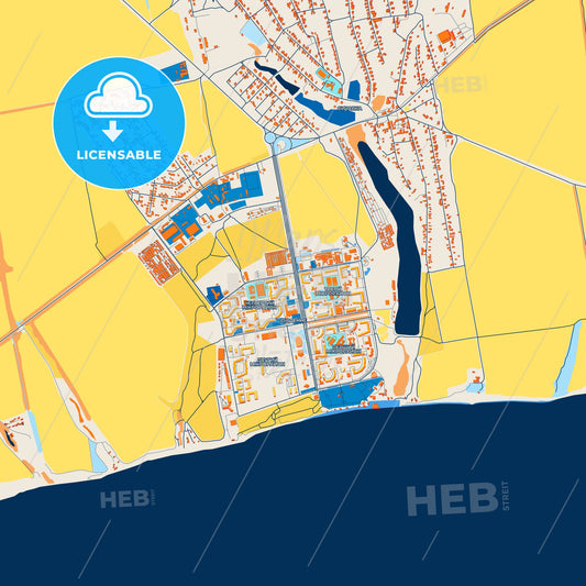 Colorful Yuzhne Street Map with Labels and Buildings