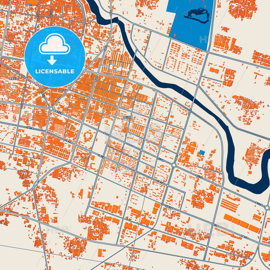 Colorful Yuzhou Street Map with Labels and Buildings