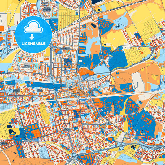 Colorful Zabrze Street Map with Labels and Buildings