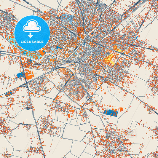 Colorful Zagazig Street Map with Labels and Buildings