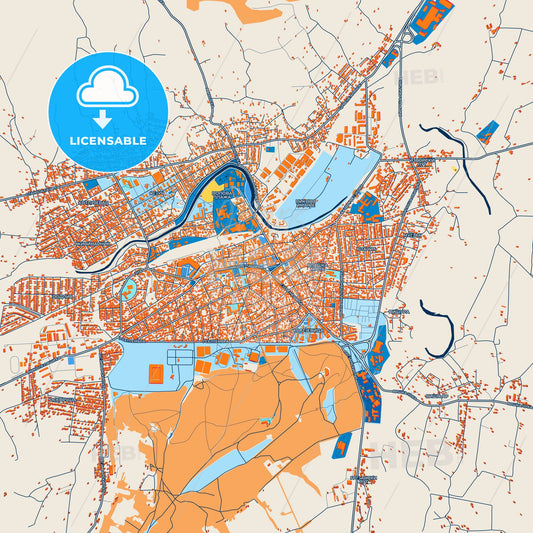 Colorful Zaječar Street Map with Labels and Buildings