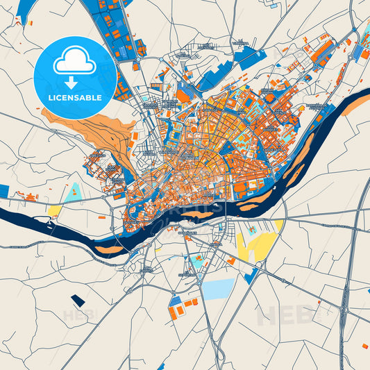 Colorful Zamora Street Map with Labels and Buildings
