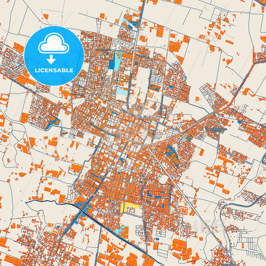 Colorful Zamora Street Map with Labels and Buildings