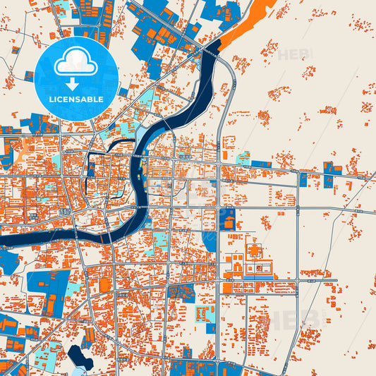 Colorful Zaoyang Street Map with Labels and Buildings