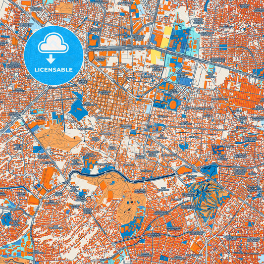 Colorful Zapopan Street Map with Labels and Buildings