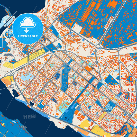 Colorful Zaporizhia Street Map with Labels and Buildings