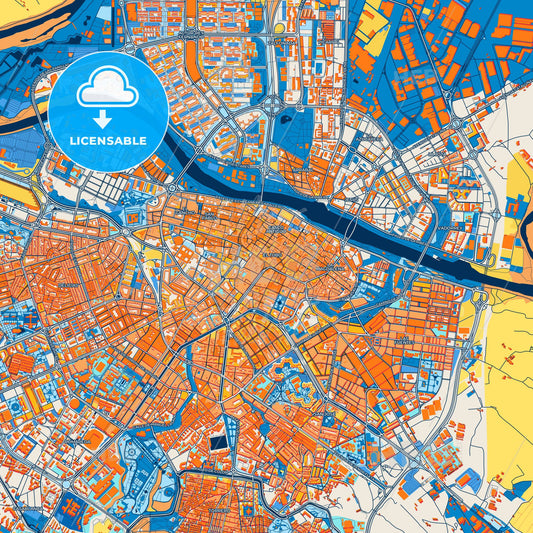 Colorful Zaragoza Street Map with Labels and Buildings