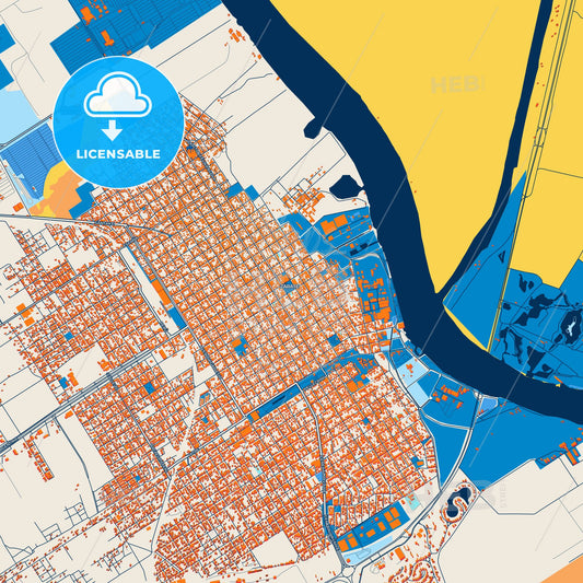 Colorful Zarate Street Map with Labels and Buildings