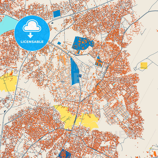 Colorful Zaria Street Map with Labels and Buildings