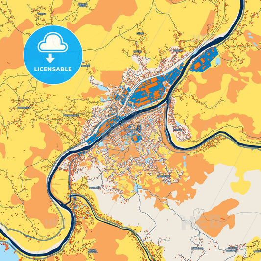 Colorful Zavidovići Street Map with Labels and Buildings