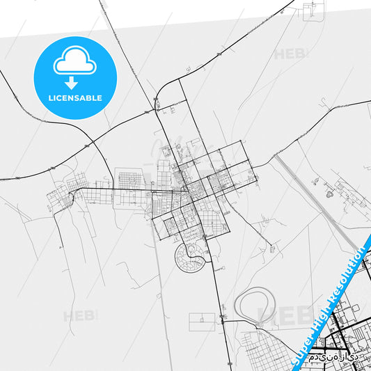 Zayed City , United Arab Emirates light map with streetnames, citynames and districts