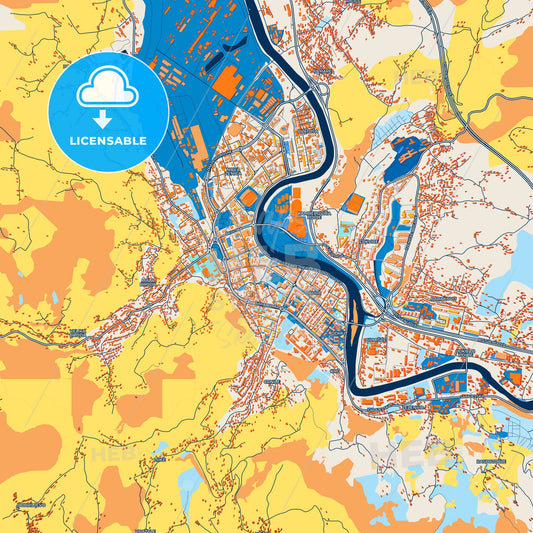 Colorful Zenica Street Map with Labels and Buildings