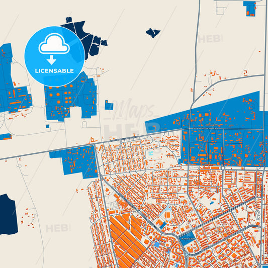 Colorful Zhanaozen Street Map with Labels and Buildings