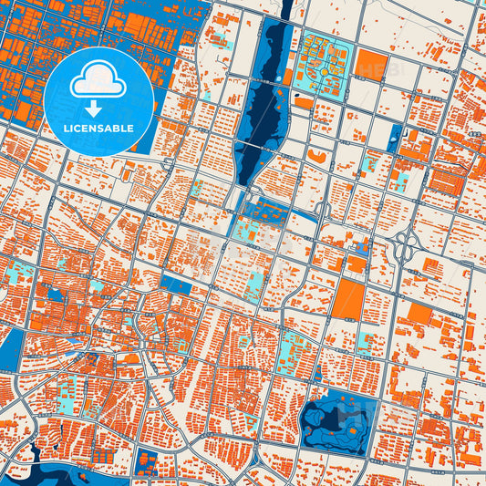 Colorful Zhangjiagang Street Map with Labels and Buildings